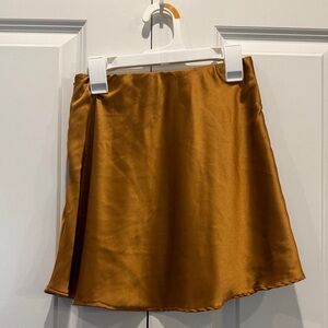 Forever 21 Satin Mini Skirt in Rich Brown